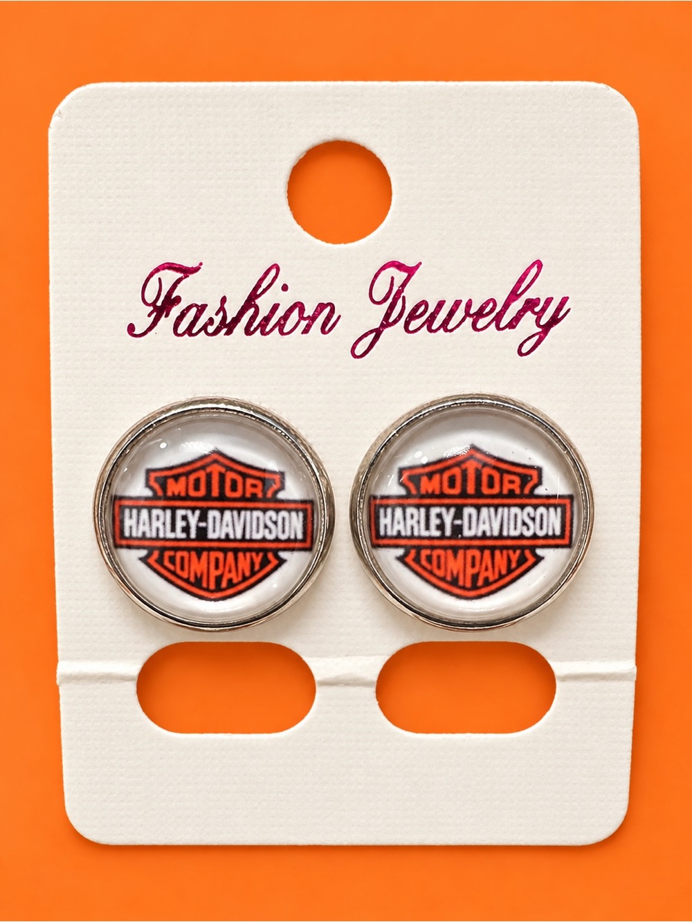 Harley-Davidson Orange Logo Stud Earrings NWT